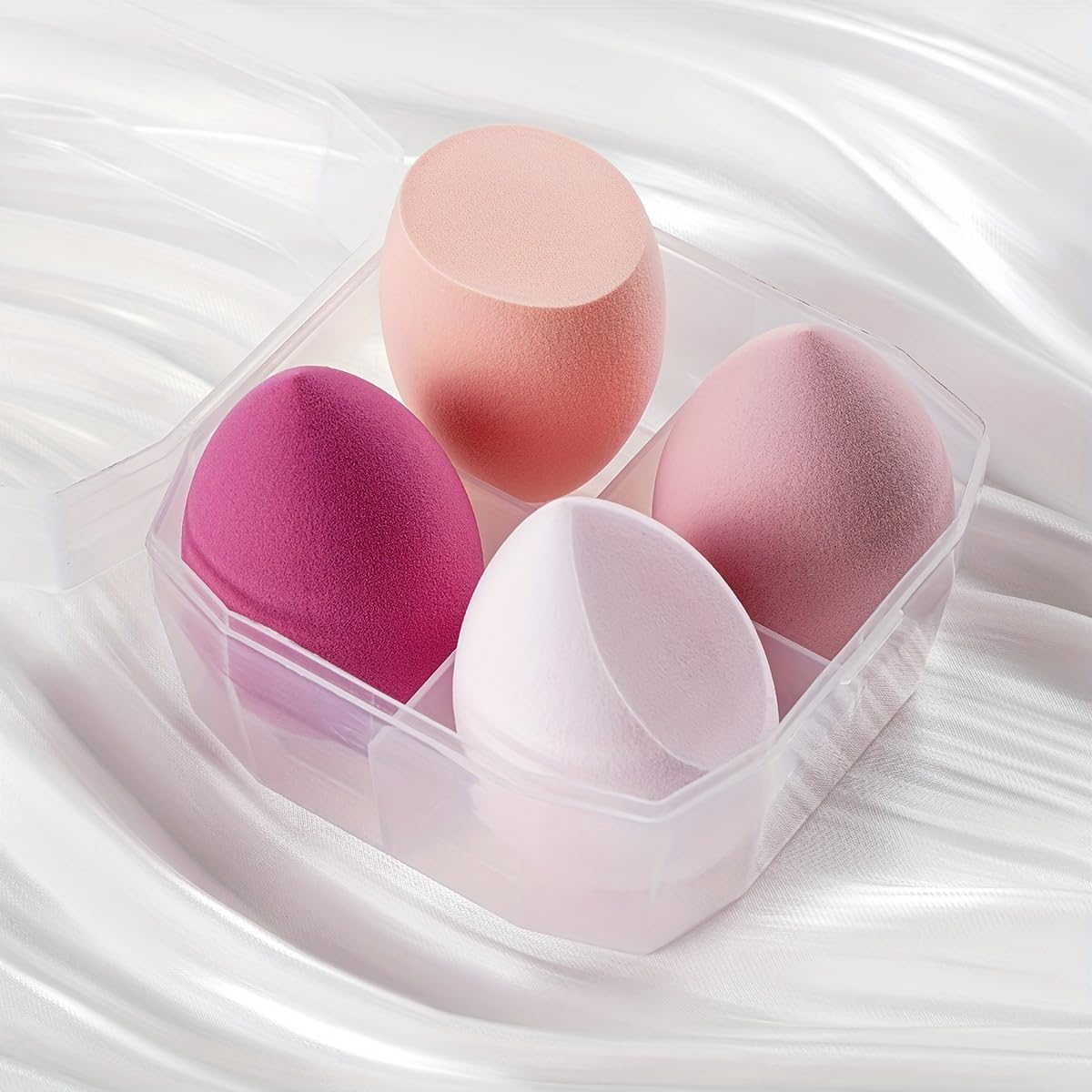 GlowEssence 4-Piece Pink Oval Makeup Sponge Blender Set –