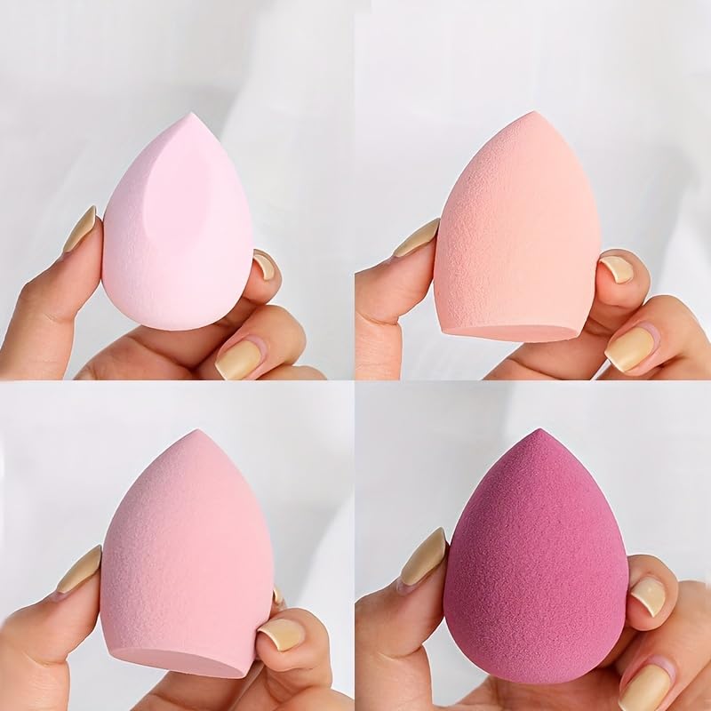 GlowEssence 4-Piece Pink Oval Makeup Sponge Blender Set –