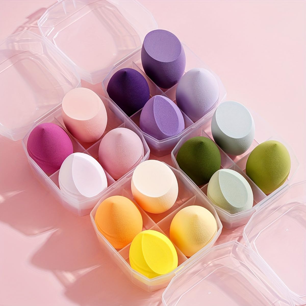 GlowEssence 4-Piece Pink Oval Makeup Sponge Blender Set –