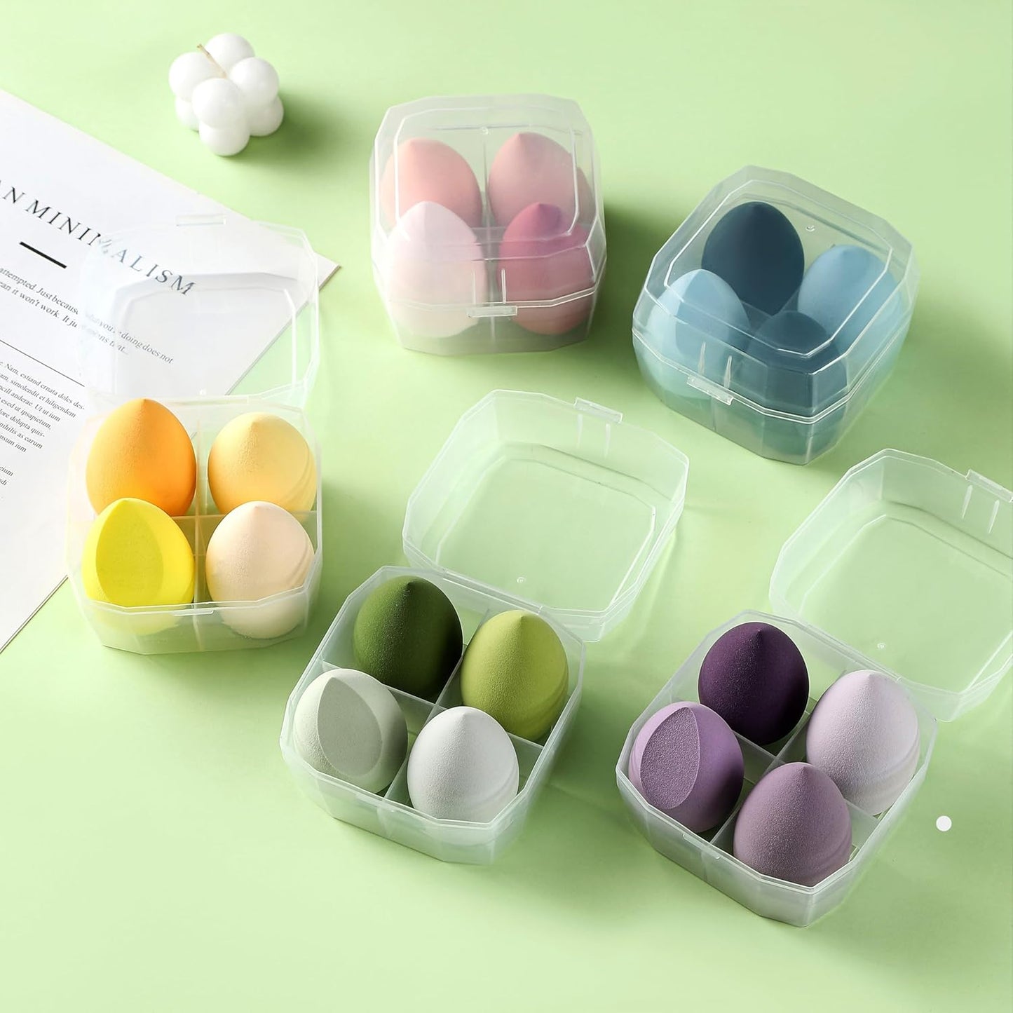 GlowEssence 4-Piece Pink Oval Makeup Sponge Blender Set –